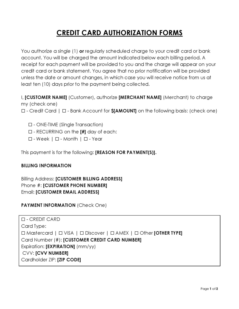 Printable Credit Card Authorization Form 02