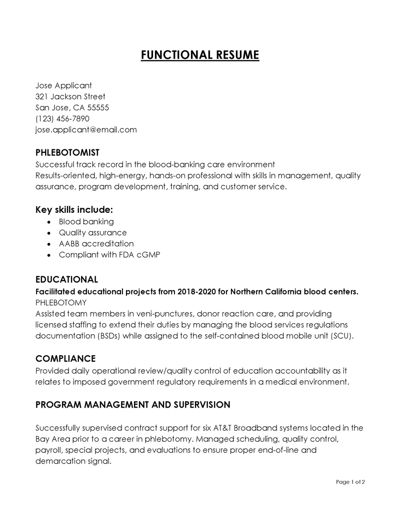 strategic functional resume