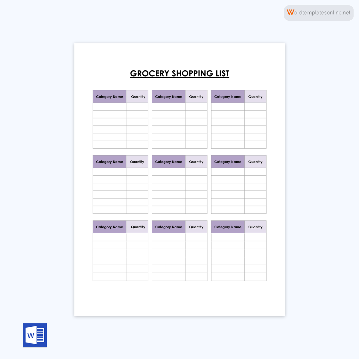 Sample Grocery List Template 04