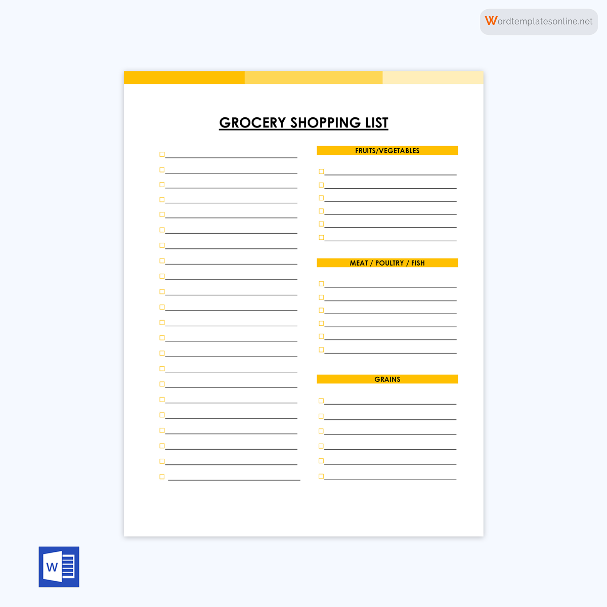 Sample Grocery List Template 10