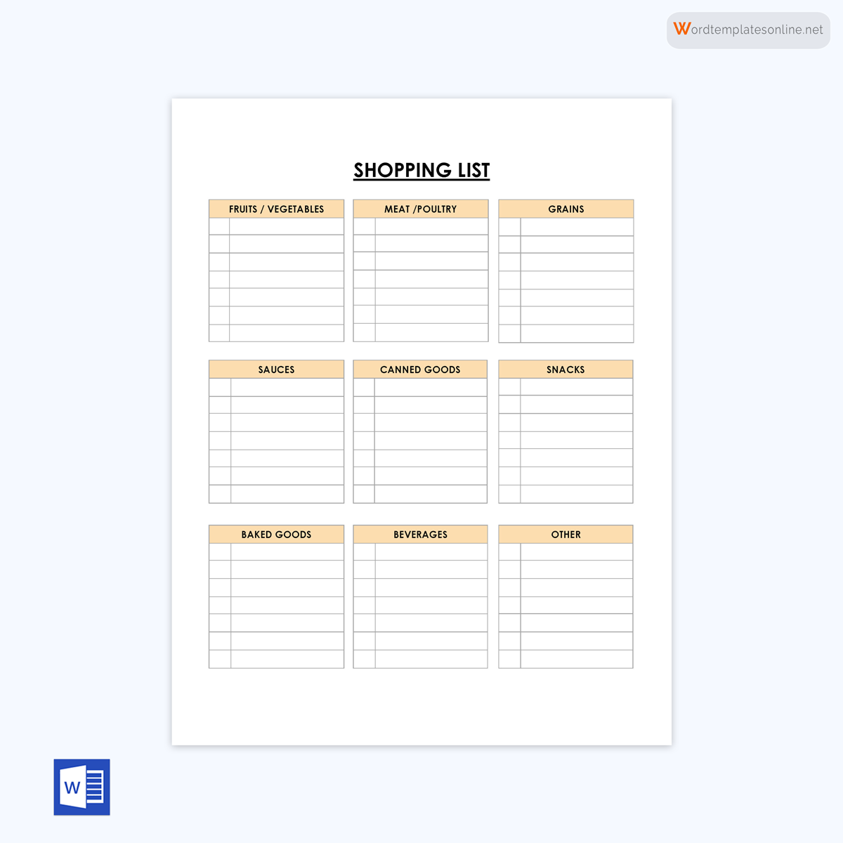 Grocery list template 