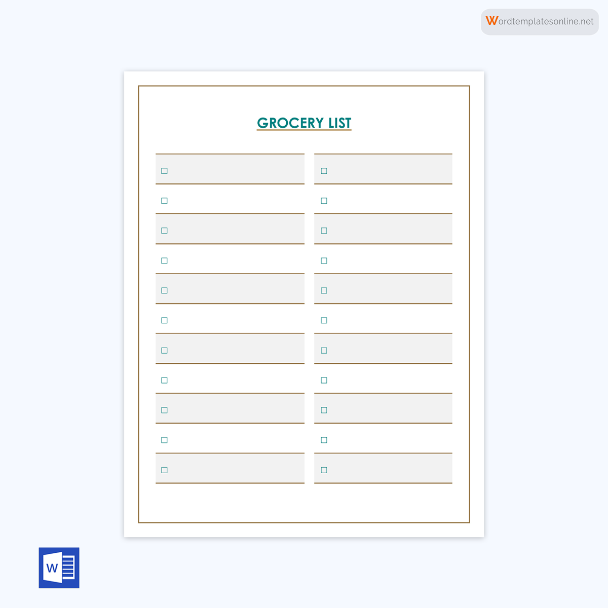 Sample Grocery List Template 12