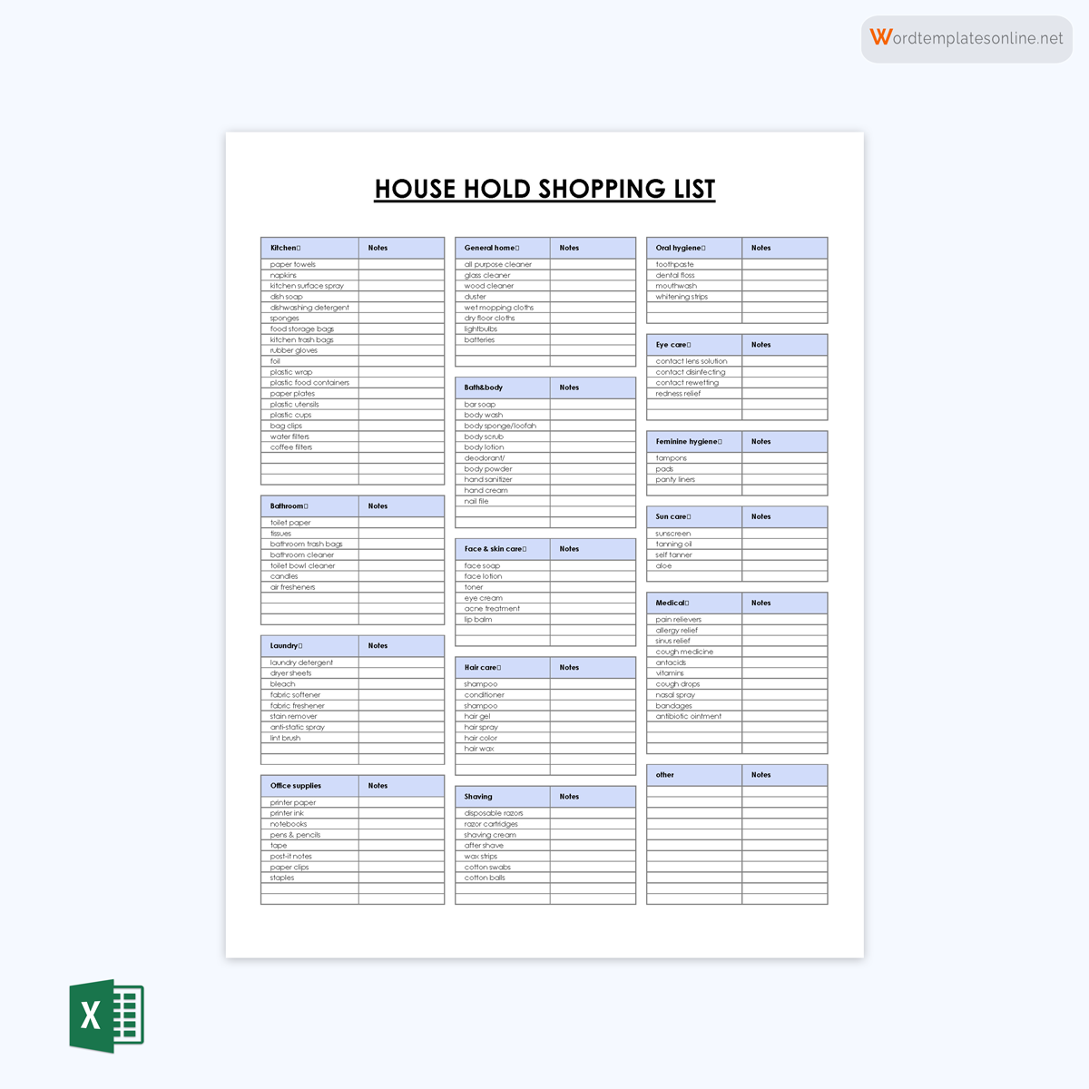 Sample Grocery List Template 16