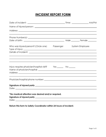 Free Incident Report Templates & Forms (Word)