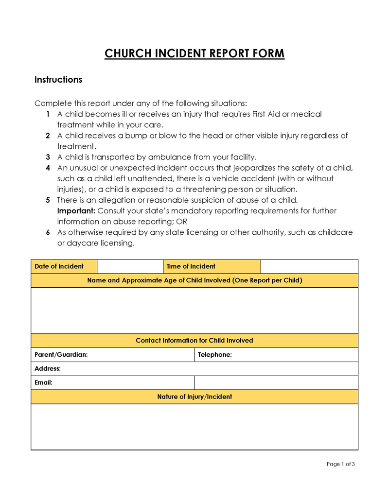 incident report template free download