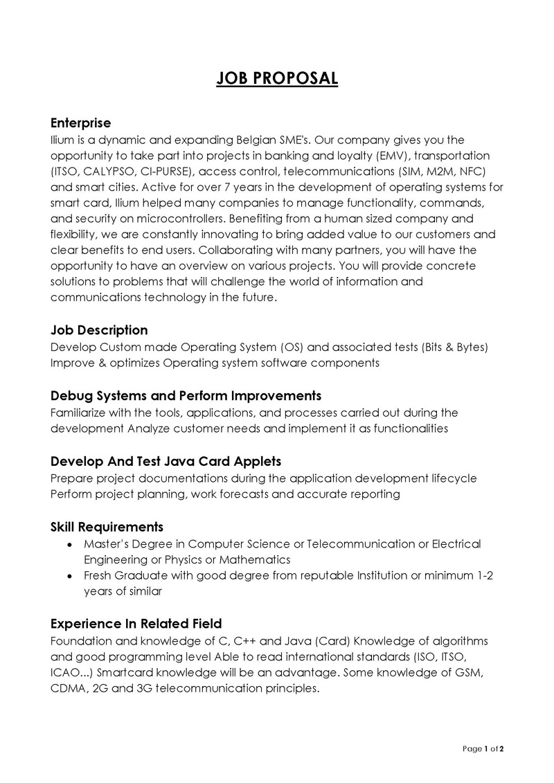 Free Effective Software Engineer Job Proposal Template as Word Document