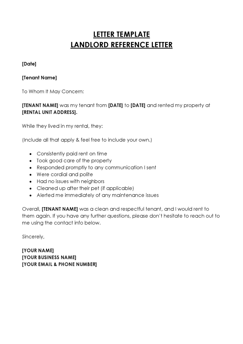  free landlord reference letter template