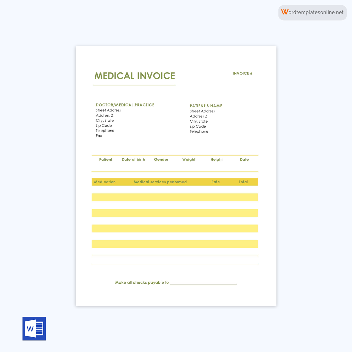 editable medical bill template pdf