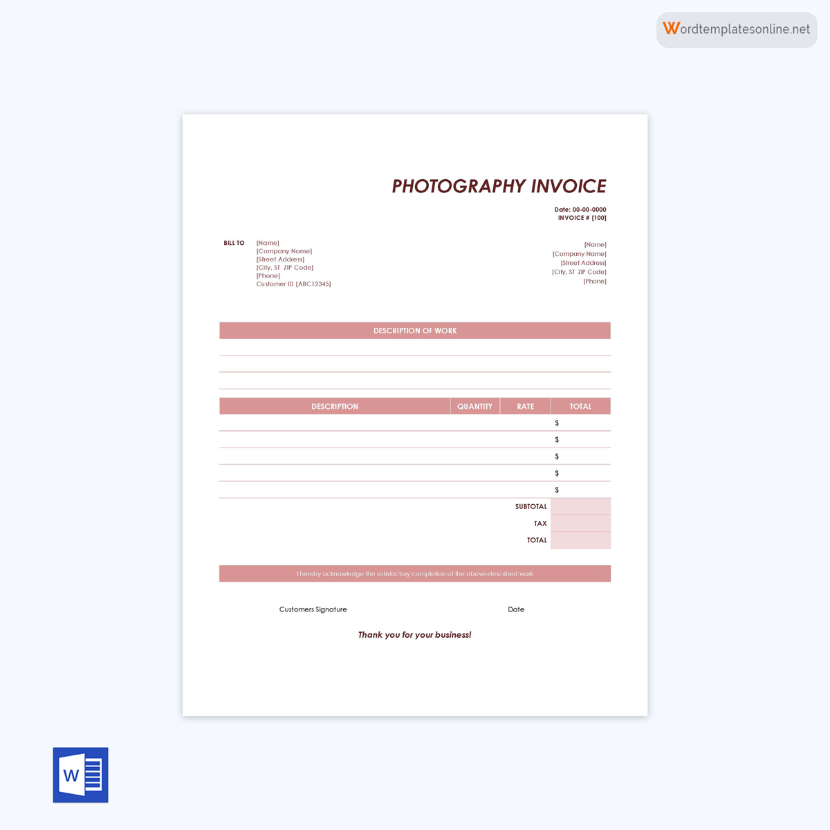  photography invoice template psd free download