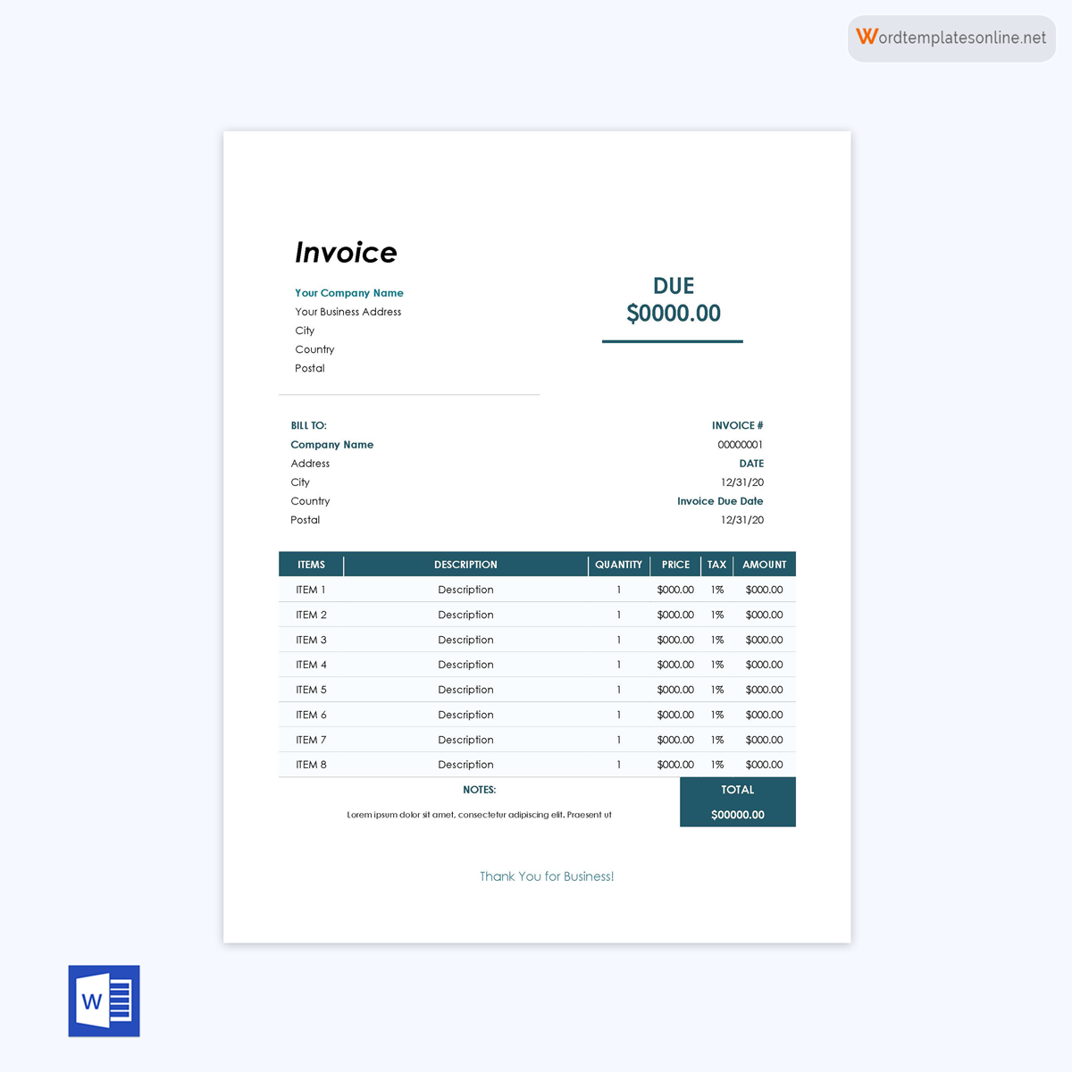 free photography invoice template word