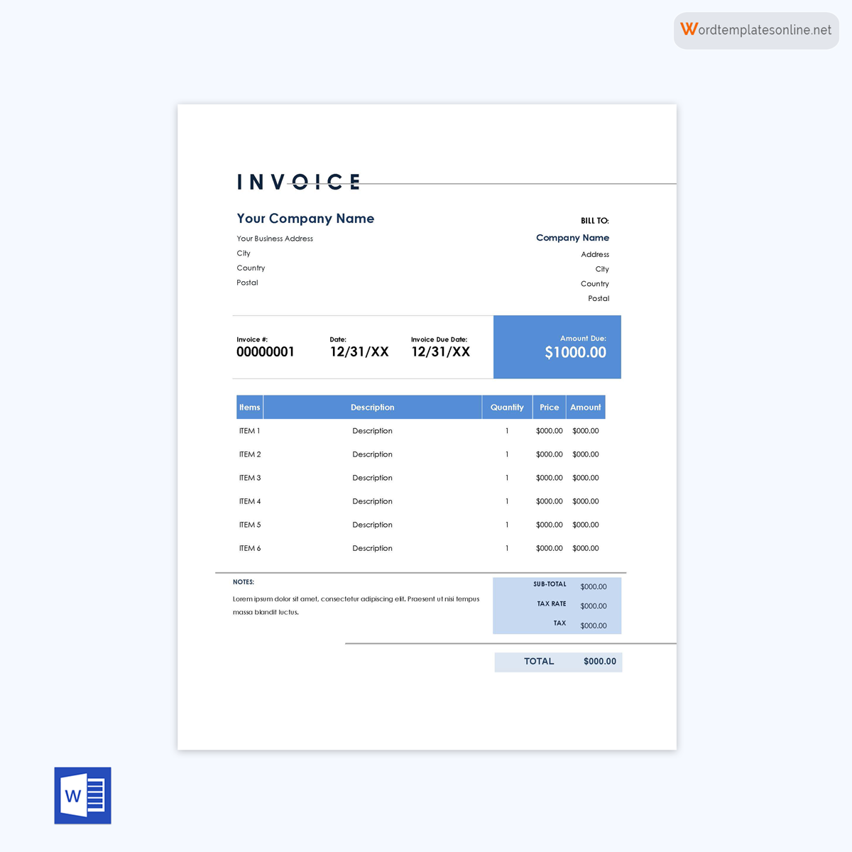 free photography invoice template psd