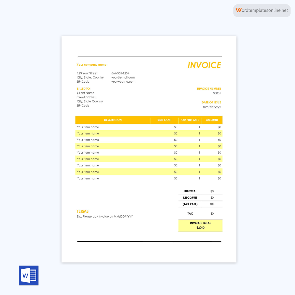 photography invoice template psd