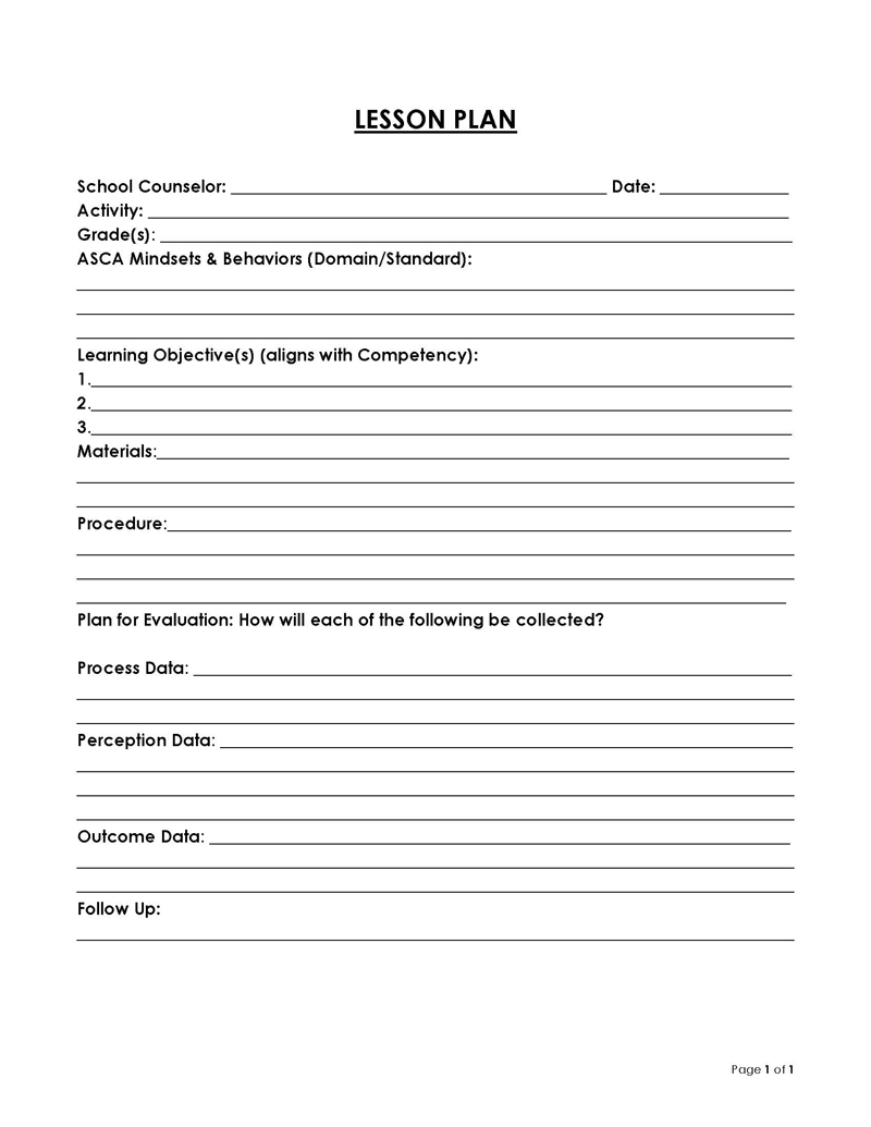 Preschool Lesson Plan Structure Outline - Free Template