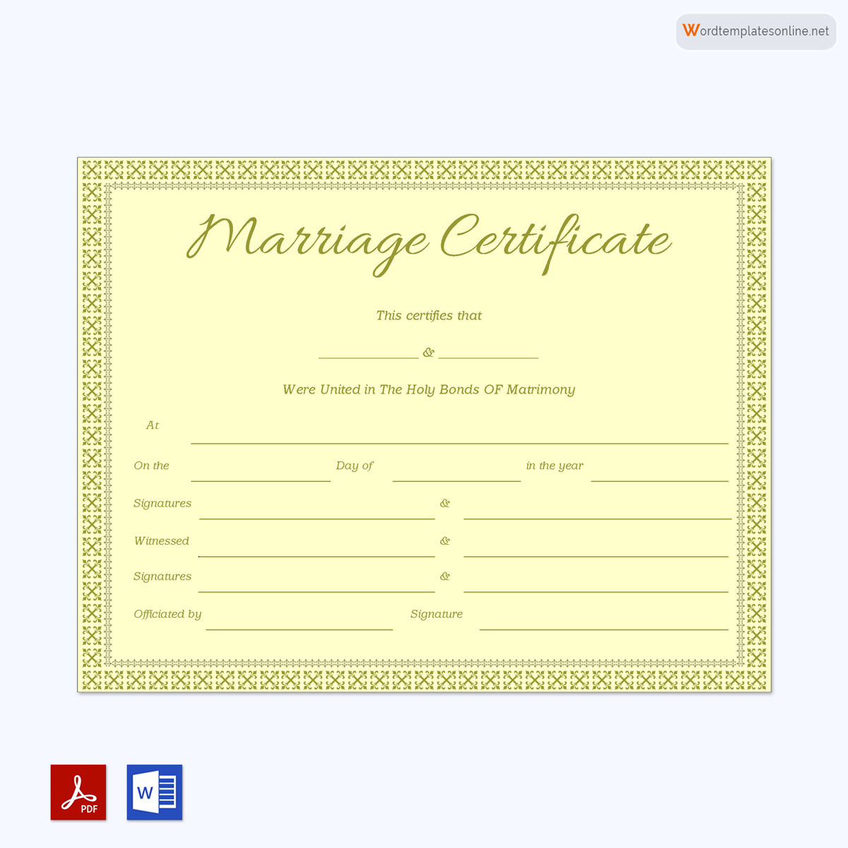 Editable Marriage Certificate Format