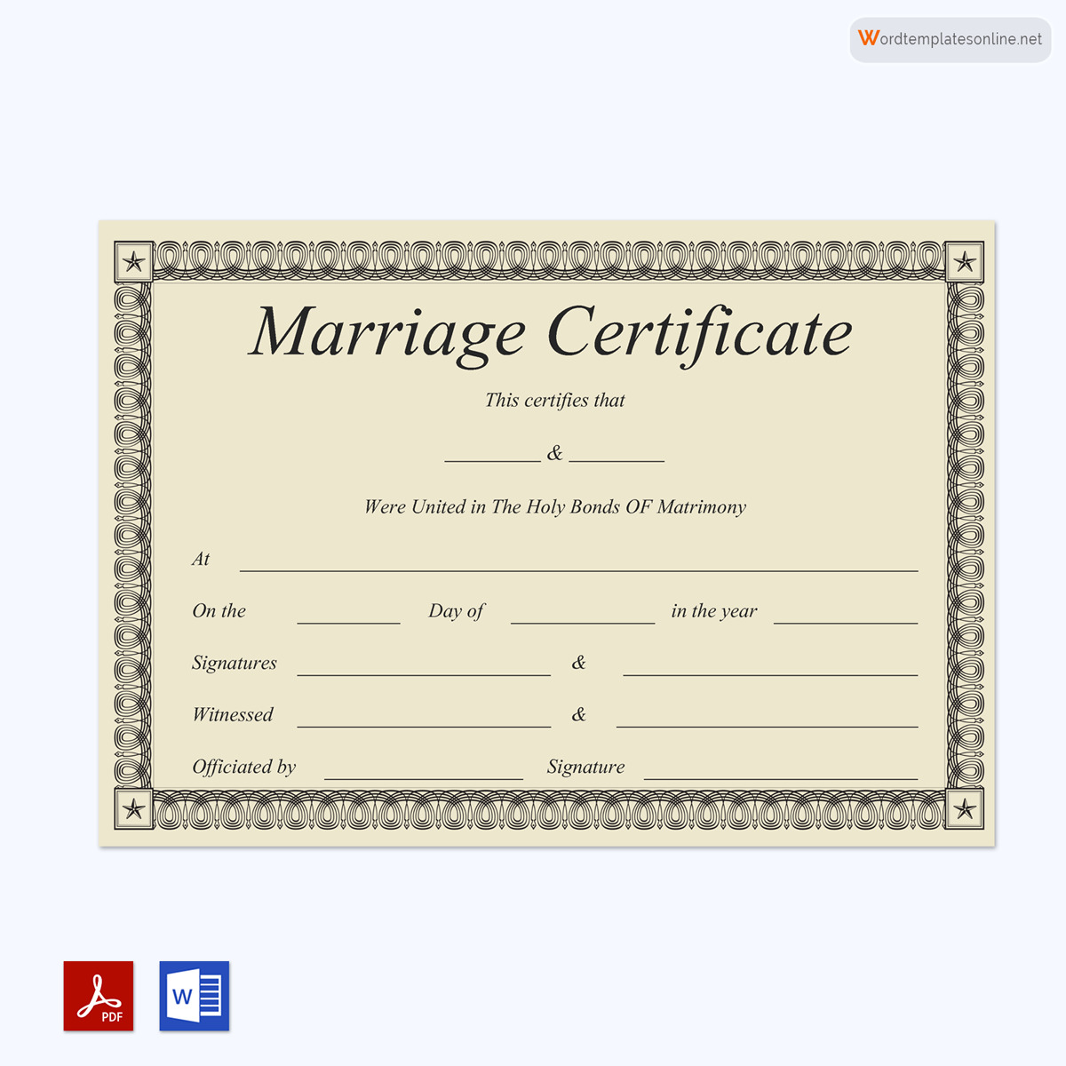 Blank Marriage Certificate Template