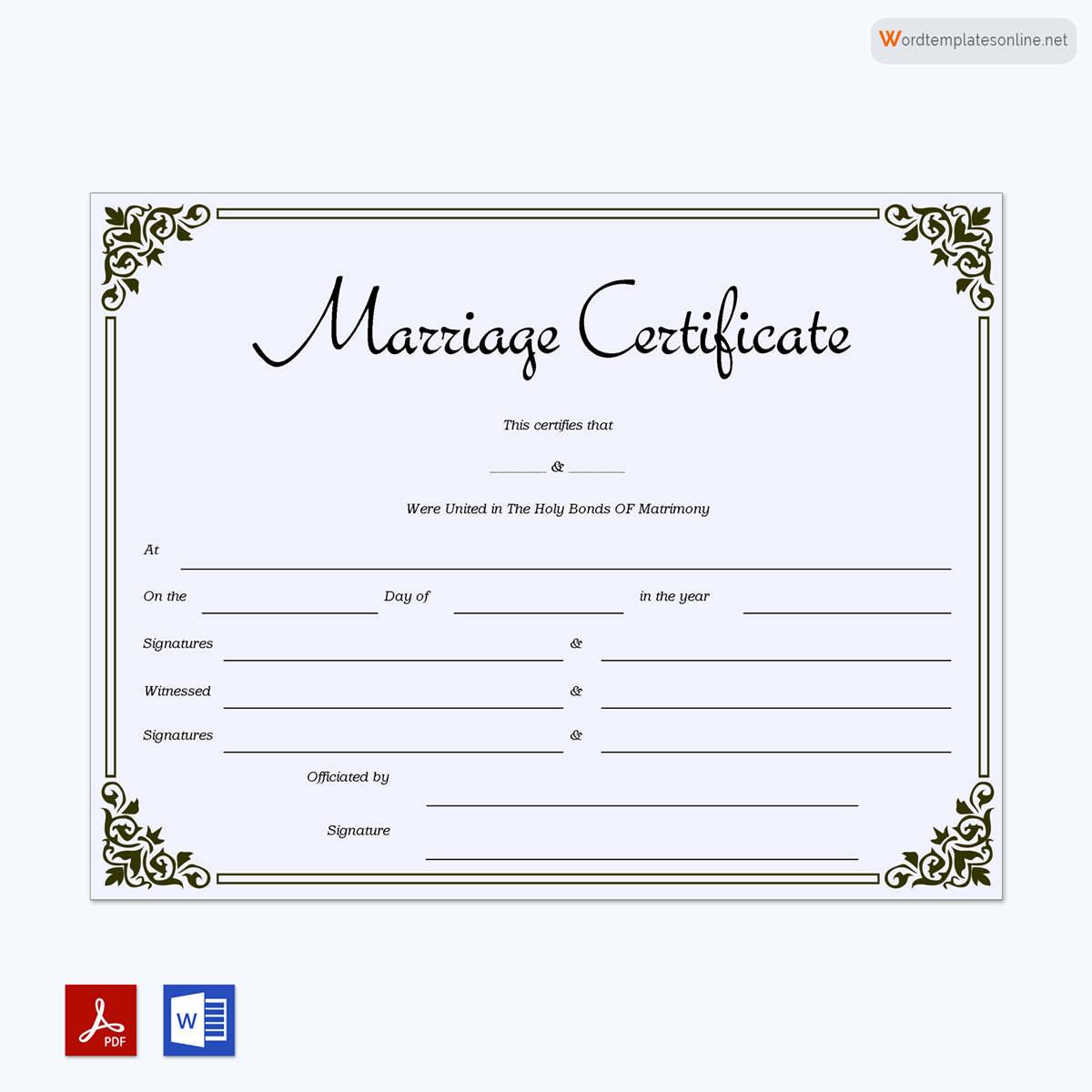 Professional Marriage Certificate Template
