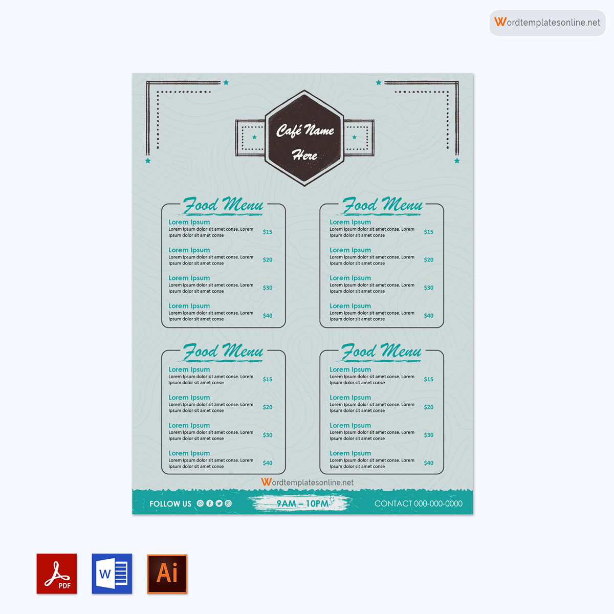  restaurant menu template word 20