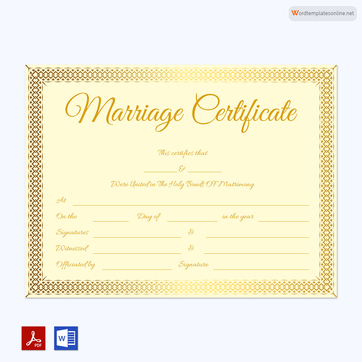 Professional Marriage Certificate Format