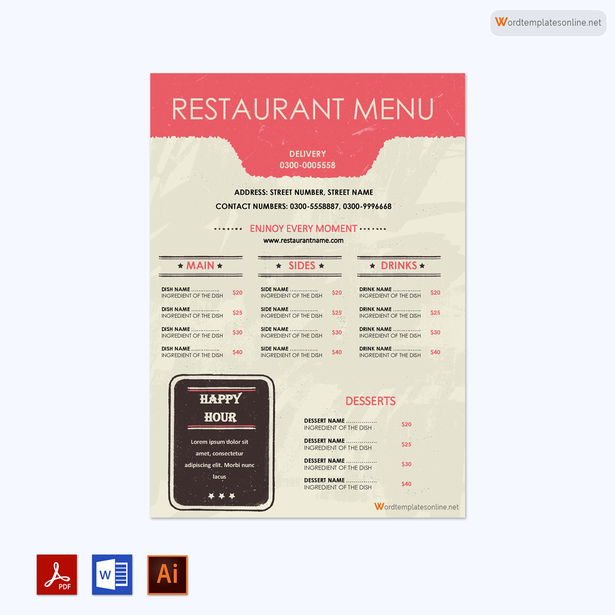  free menu templates pdf 26
