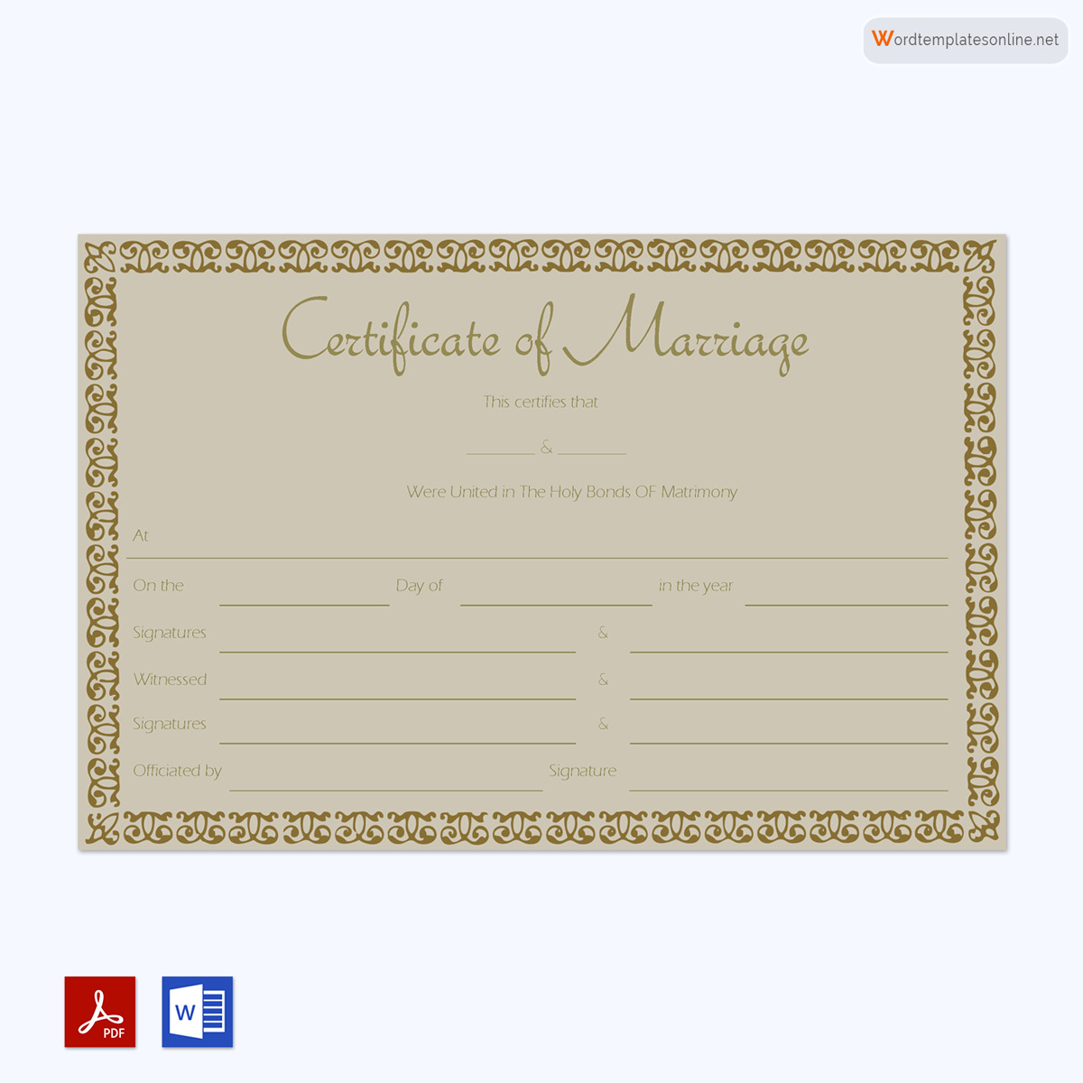 Elegant Marriage Certificate Template