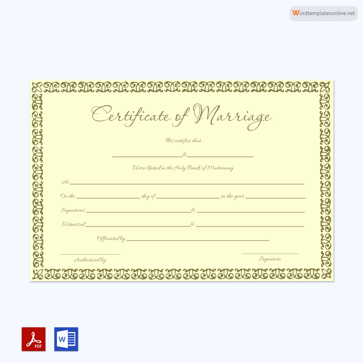 Official Marriage Certificate Example
