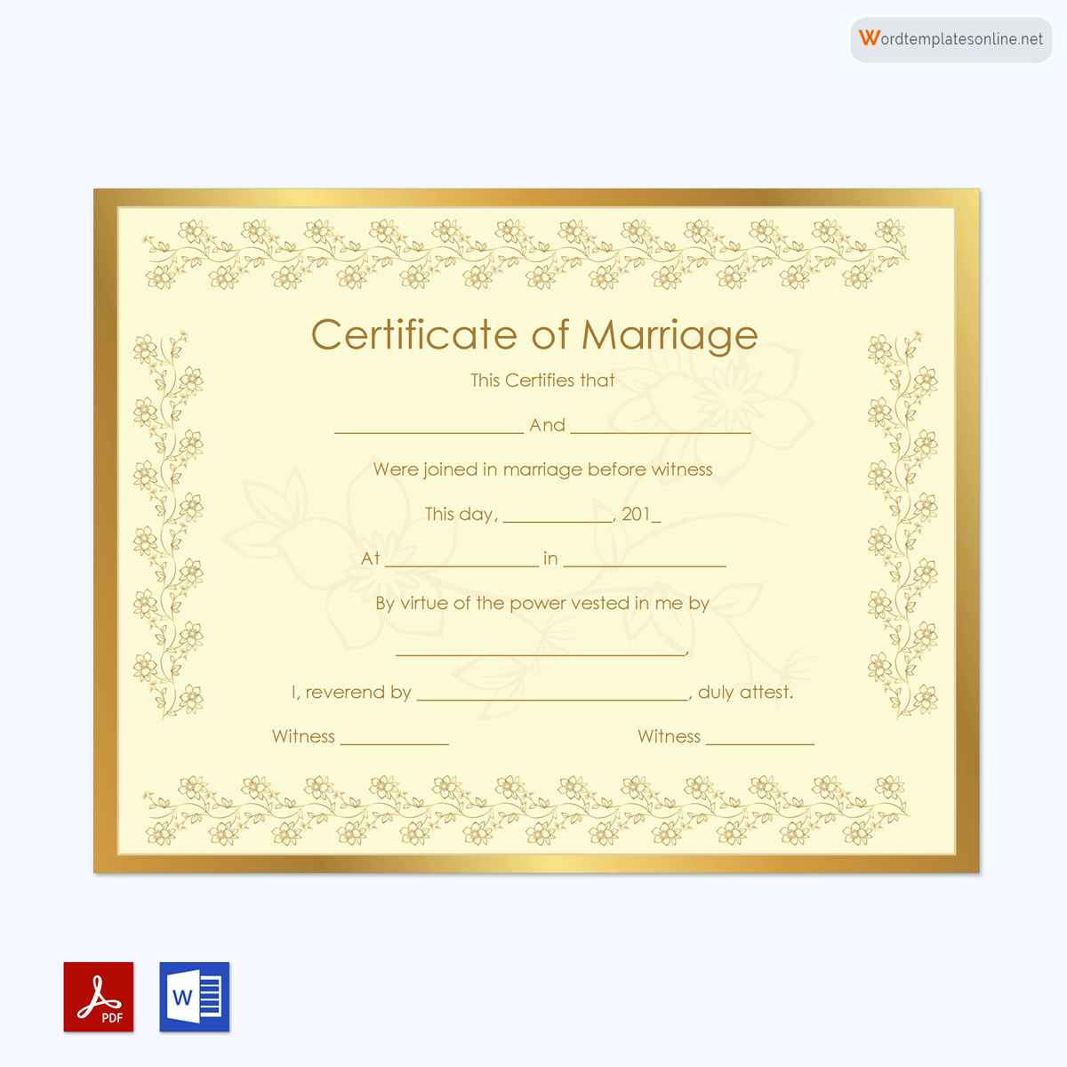 PDF Fillable Marriage Certificate