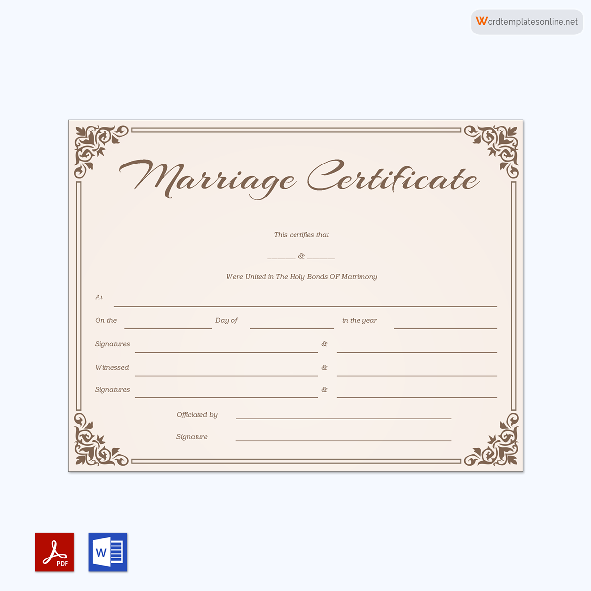 Editable Wedding Certificate Format