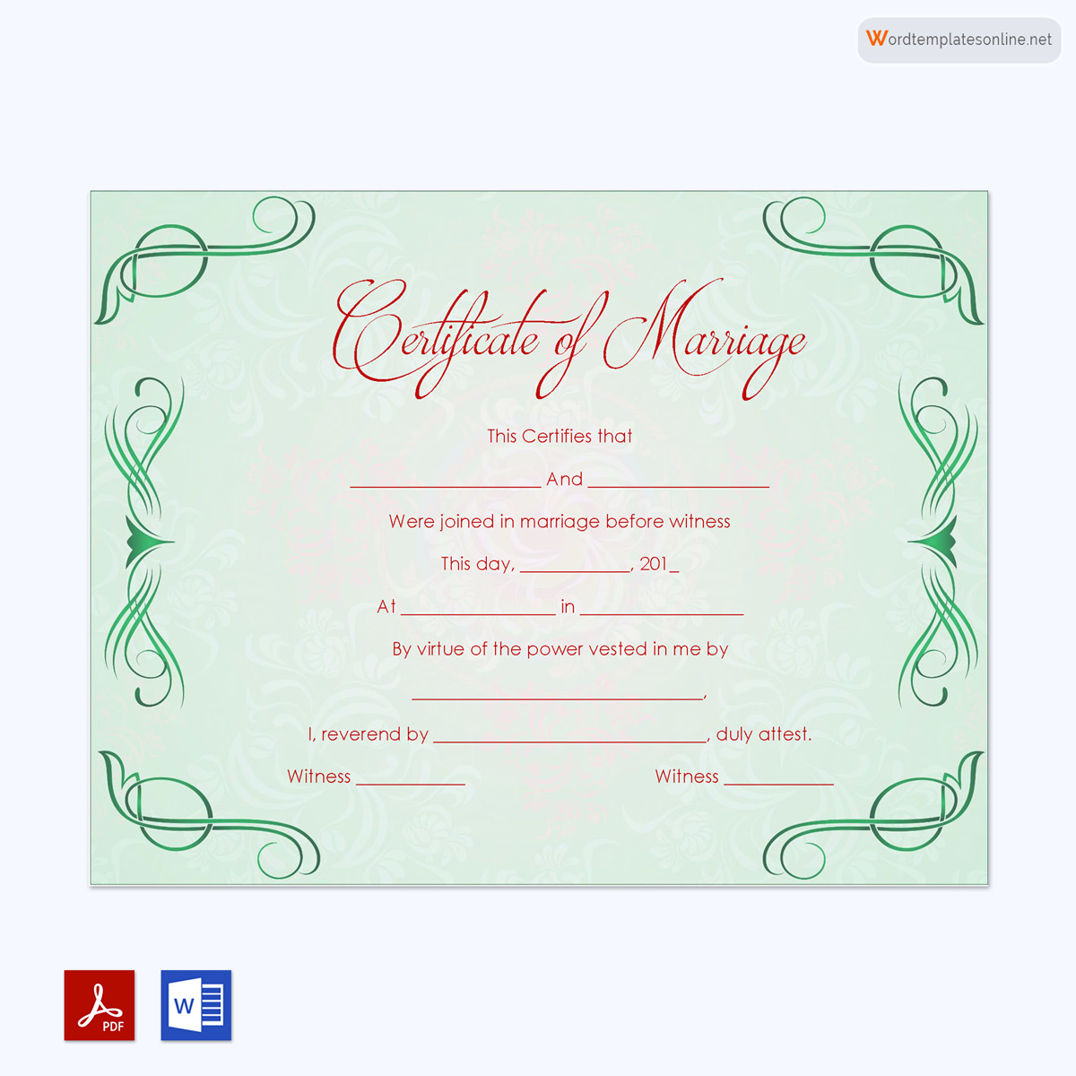 Customizable Wedding Certificate Format