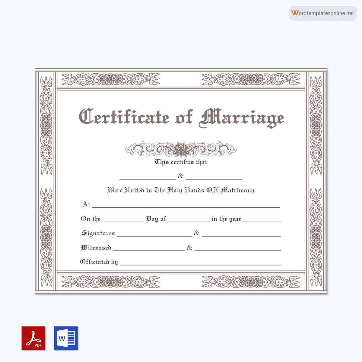 Formal Marriage Certificate Format