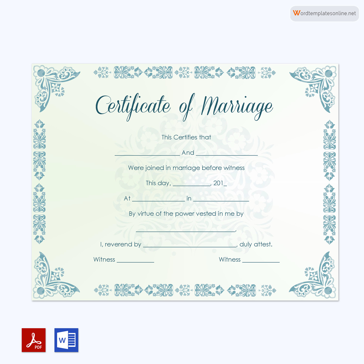 Stylish Marriage Certificate Design Sample