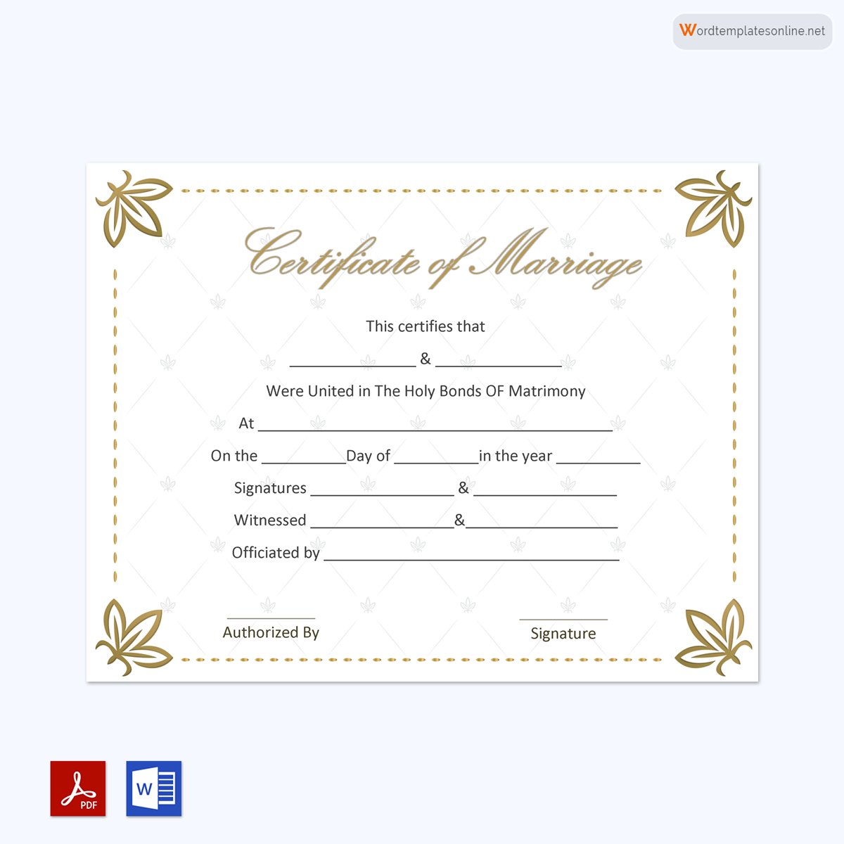 Personalized Marriage Certificate Example