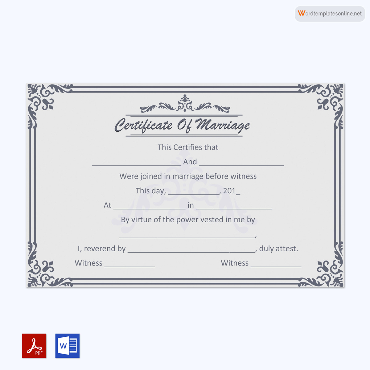 Downloadable Marriage Certificate Format