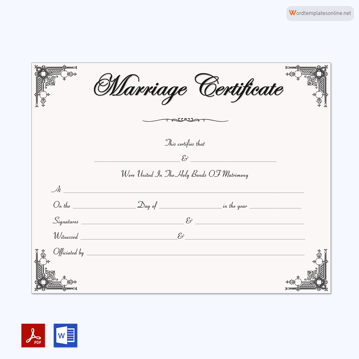 Custom Wedding Certificate Template