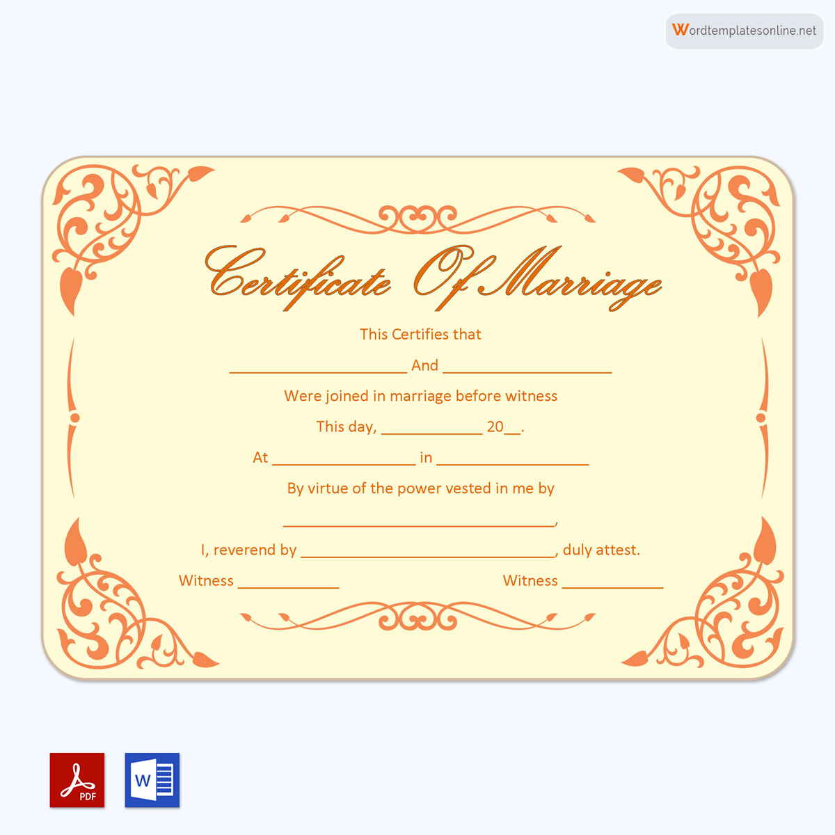 Professional Wedding Certificate Format