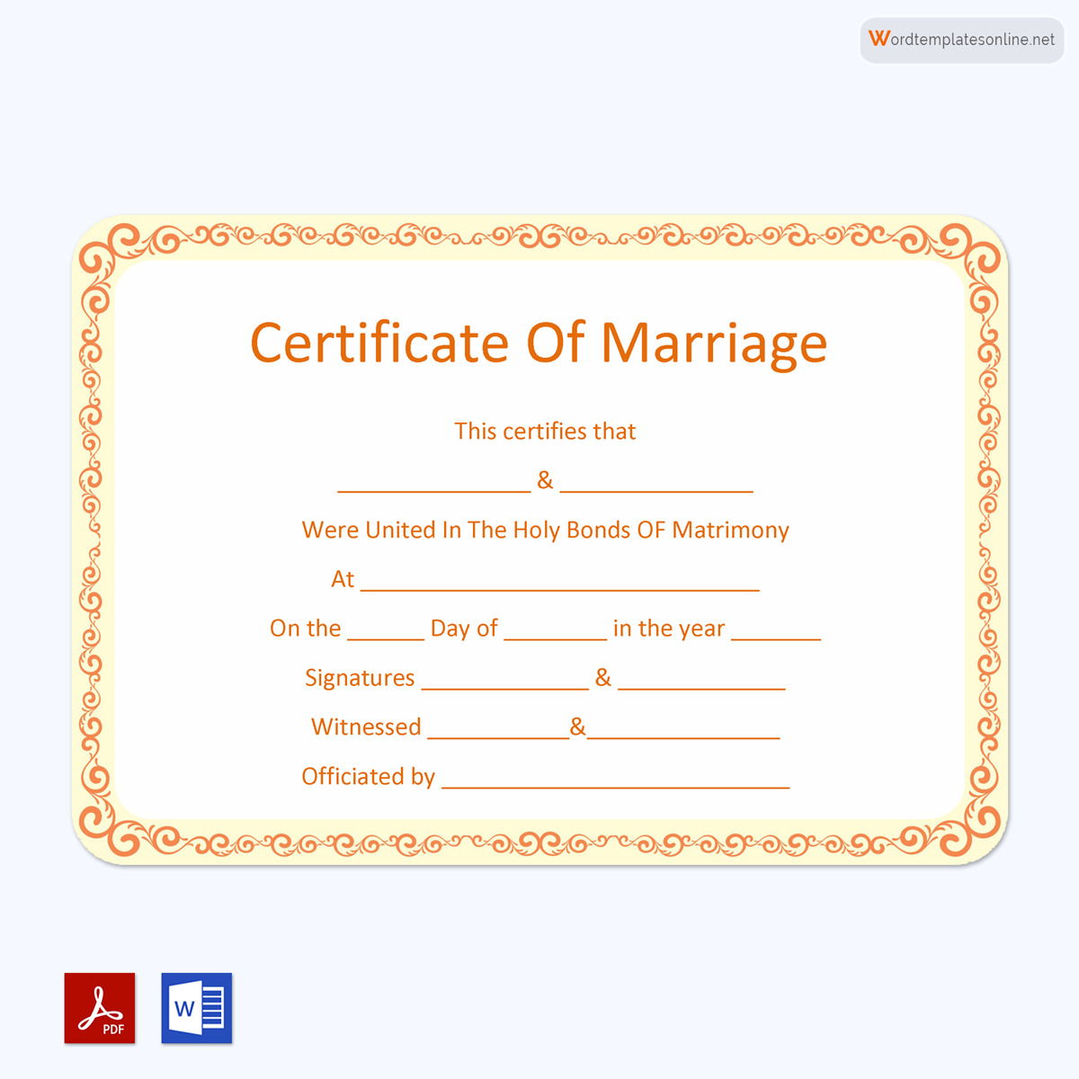 Printable Marriage Certificate Format