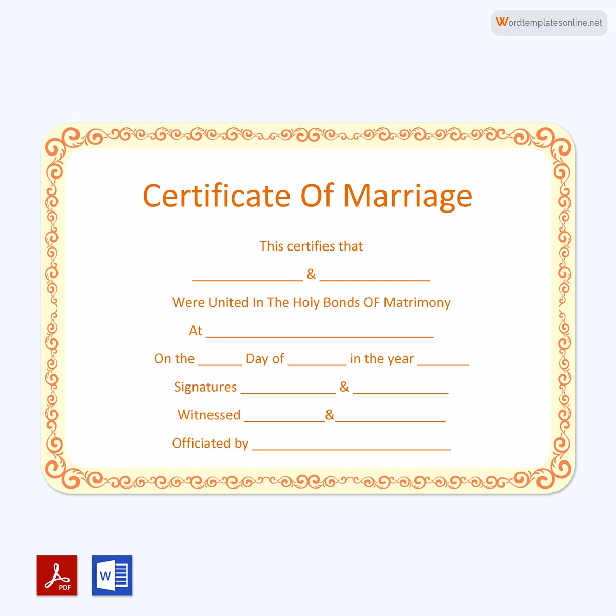Marriage Certificate Template Microsoft Word