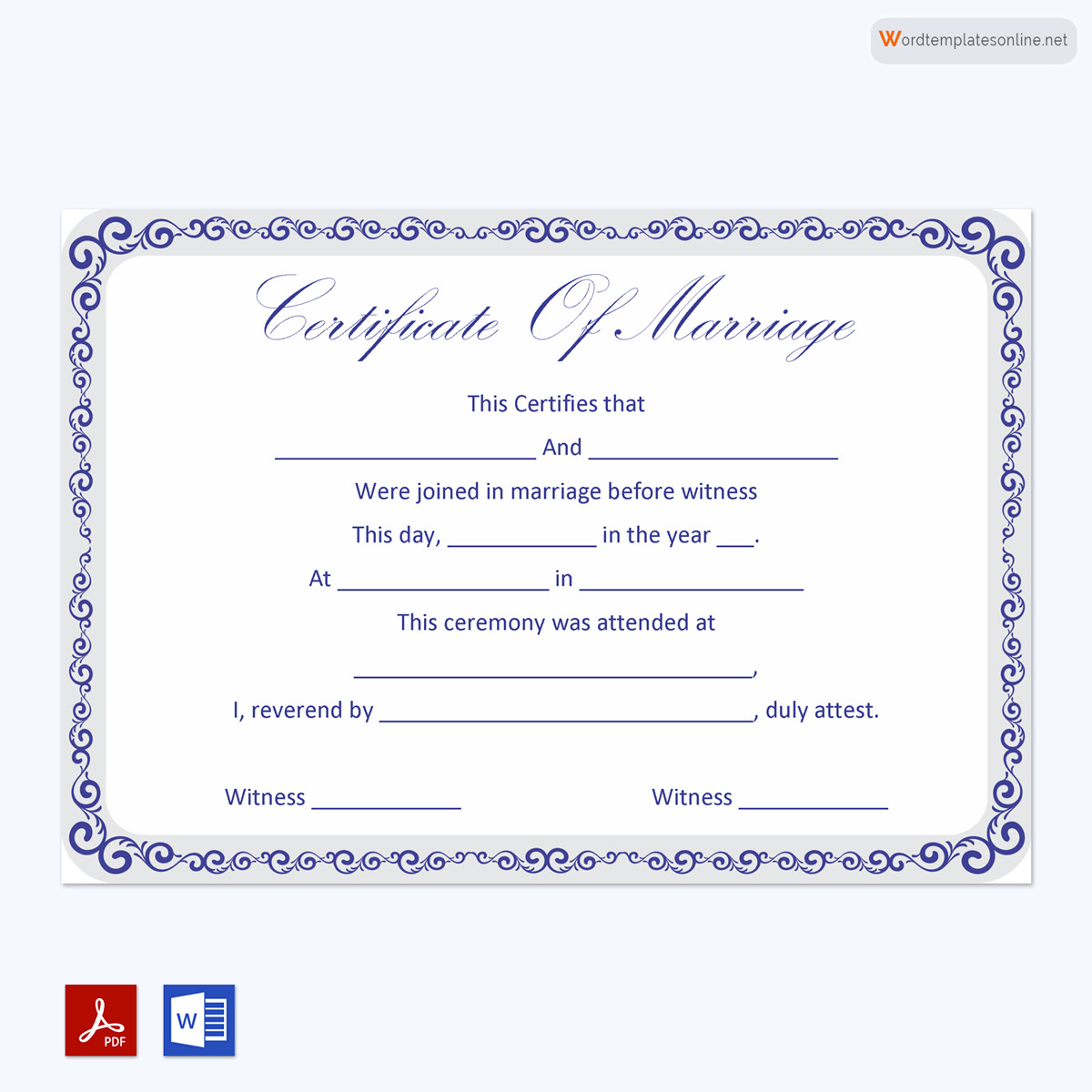 Elegant Marriage Certificate Design Template Word