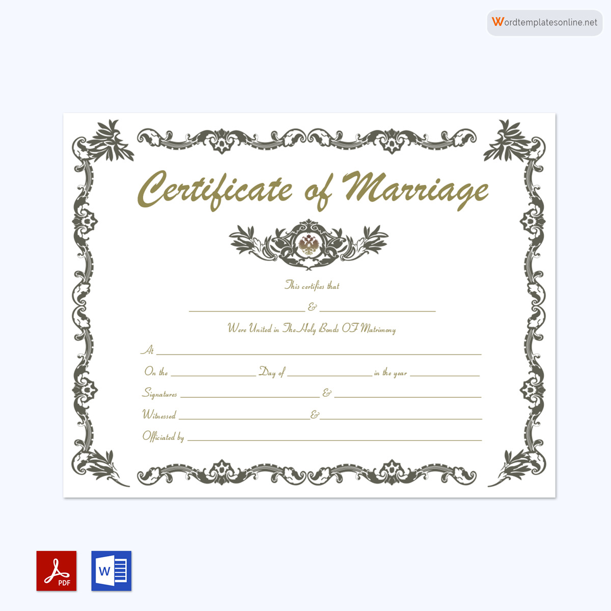 Official Wedding Certificate Template