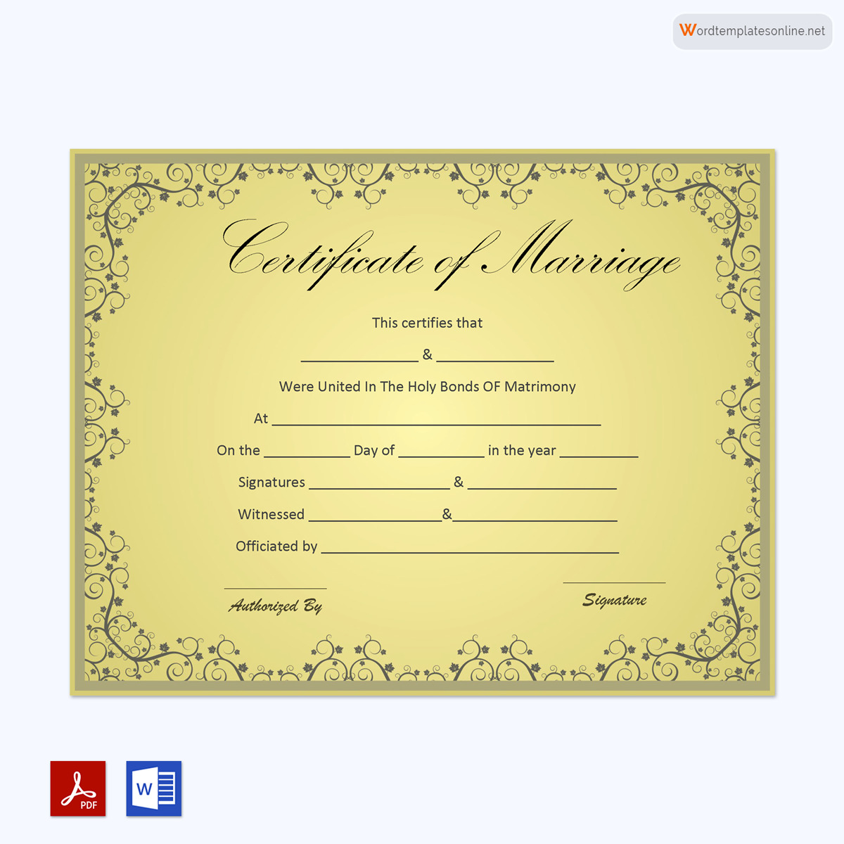 PDF Editable Marriage Certificate
