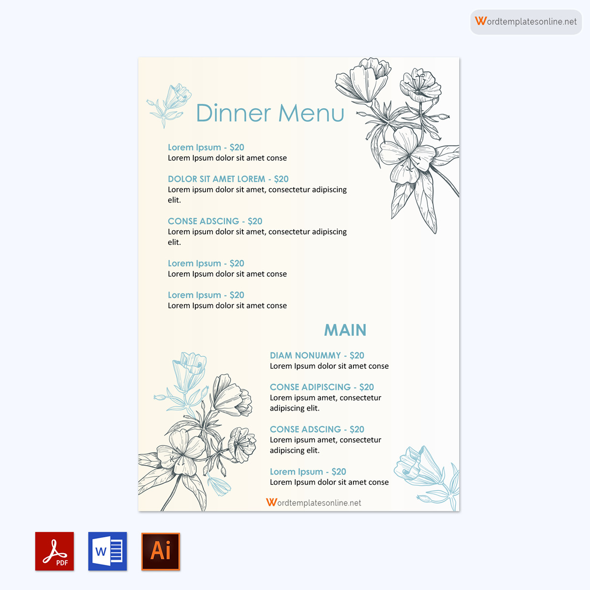 food menu template free download 12