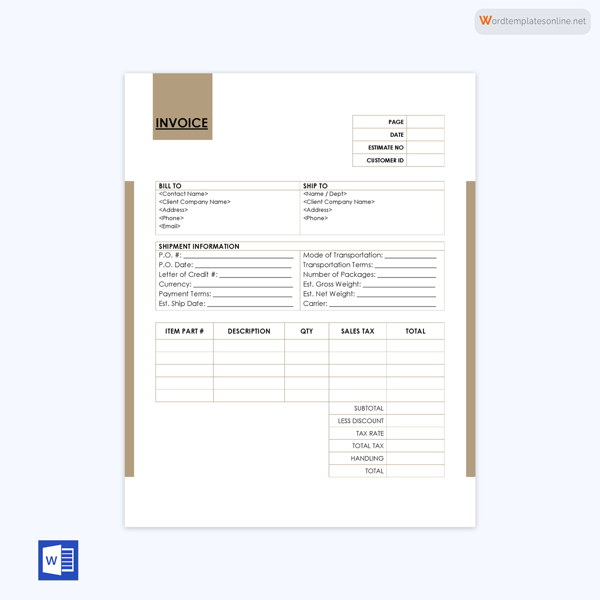 Proforma Invoice Template - PDF Format