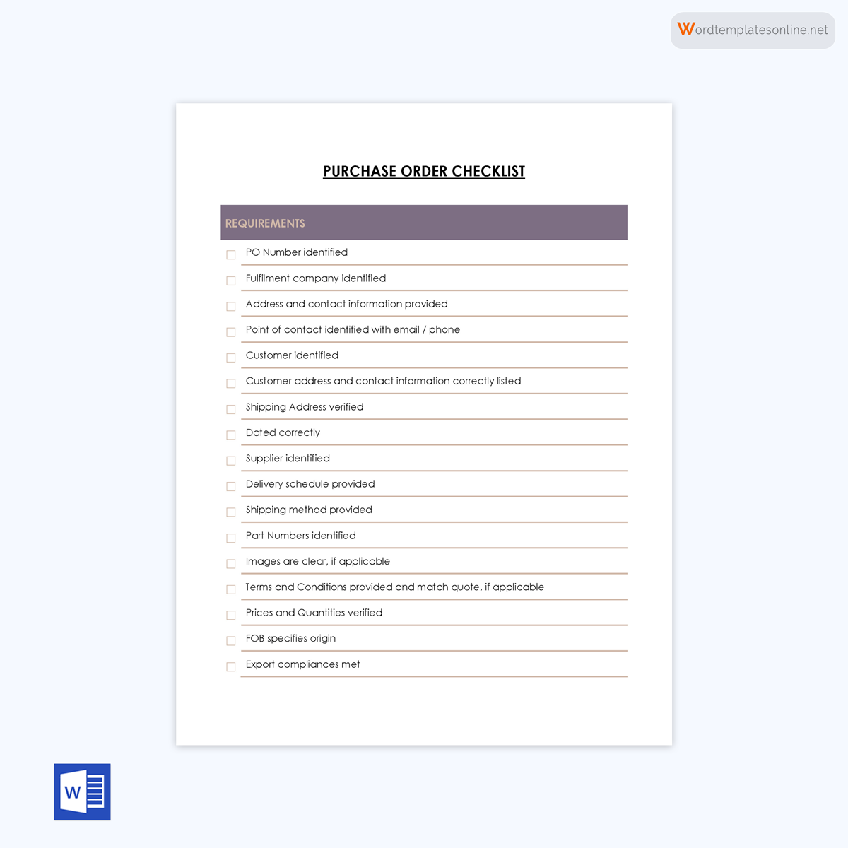 purchase order template doc
