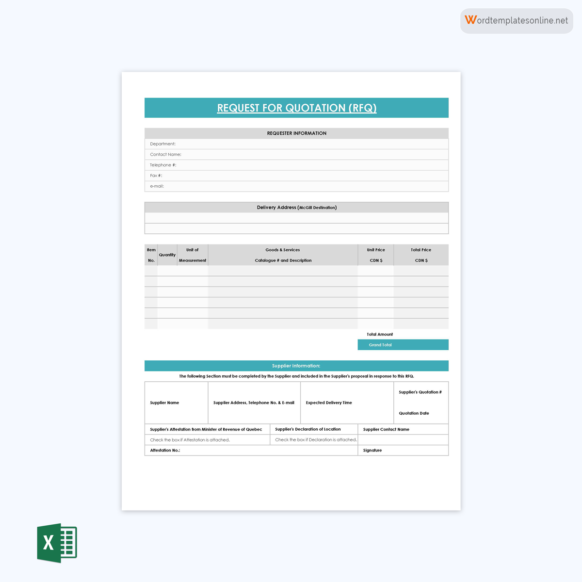 Request for Quote Form - Free Printable Template