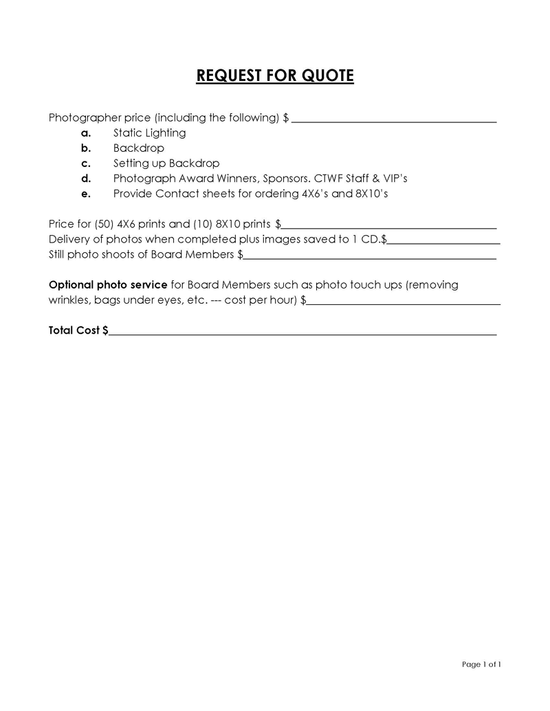 Request for Quote Form - Free and Editable Template