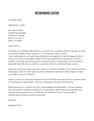 Retirement Letter Samples: Tips, Best Practices