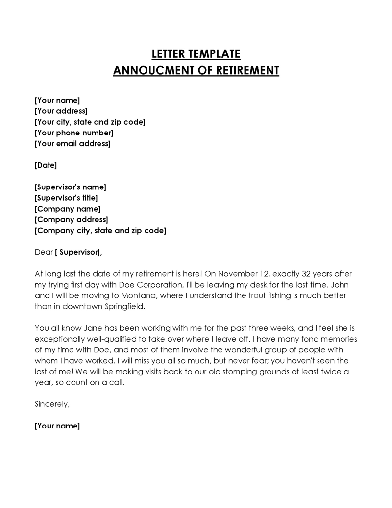 Retirement letter example