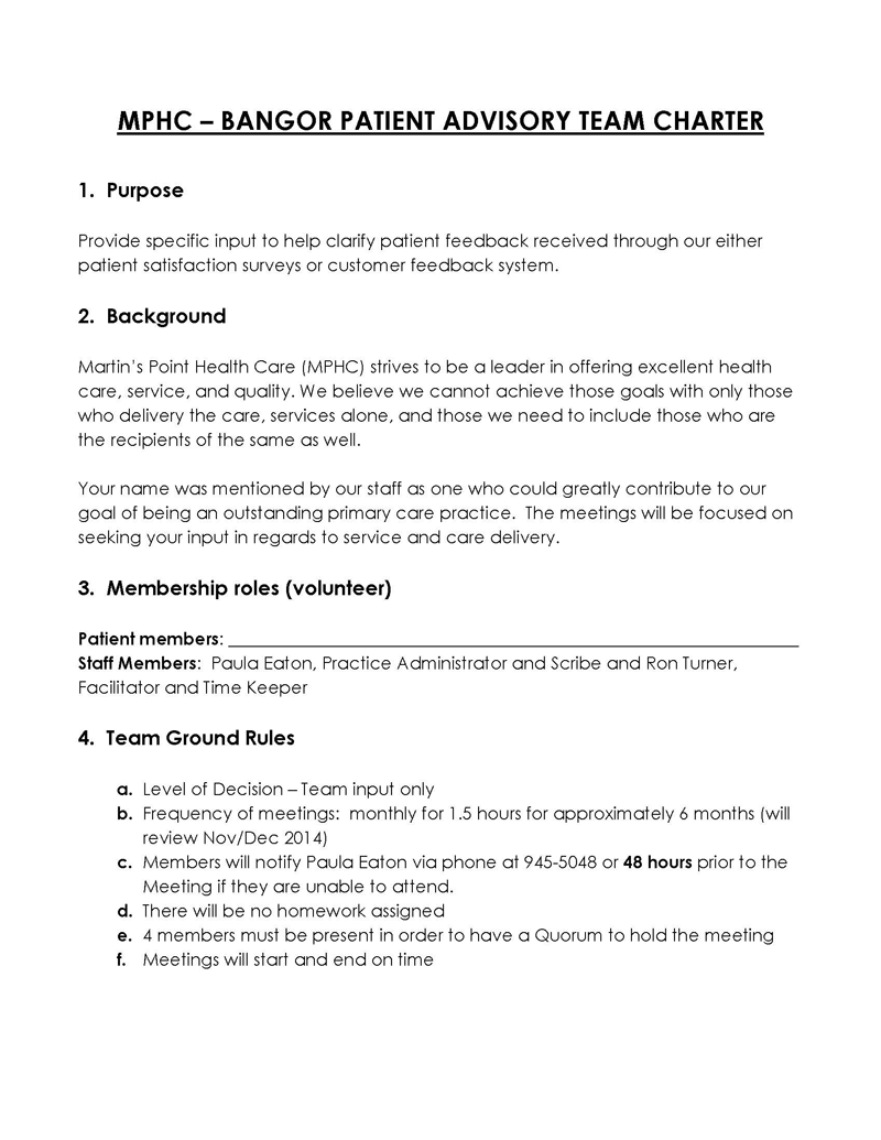 Team Charter Template - Sample Document for Team Alignment