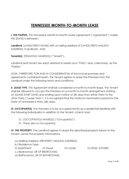 Free Tennessee Lease Agreement Templates (Word, PDF)