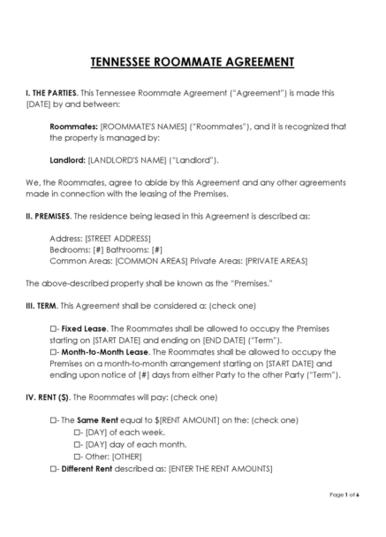 Free Tennessee Lease Agreement Templates (Word, PDF)