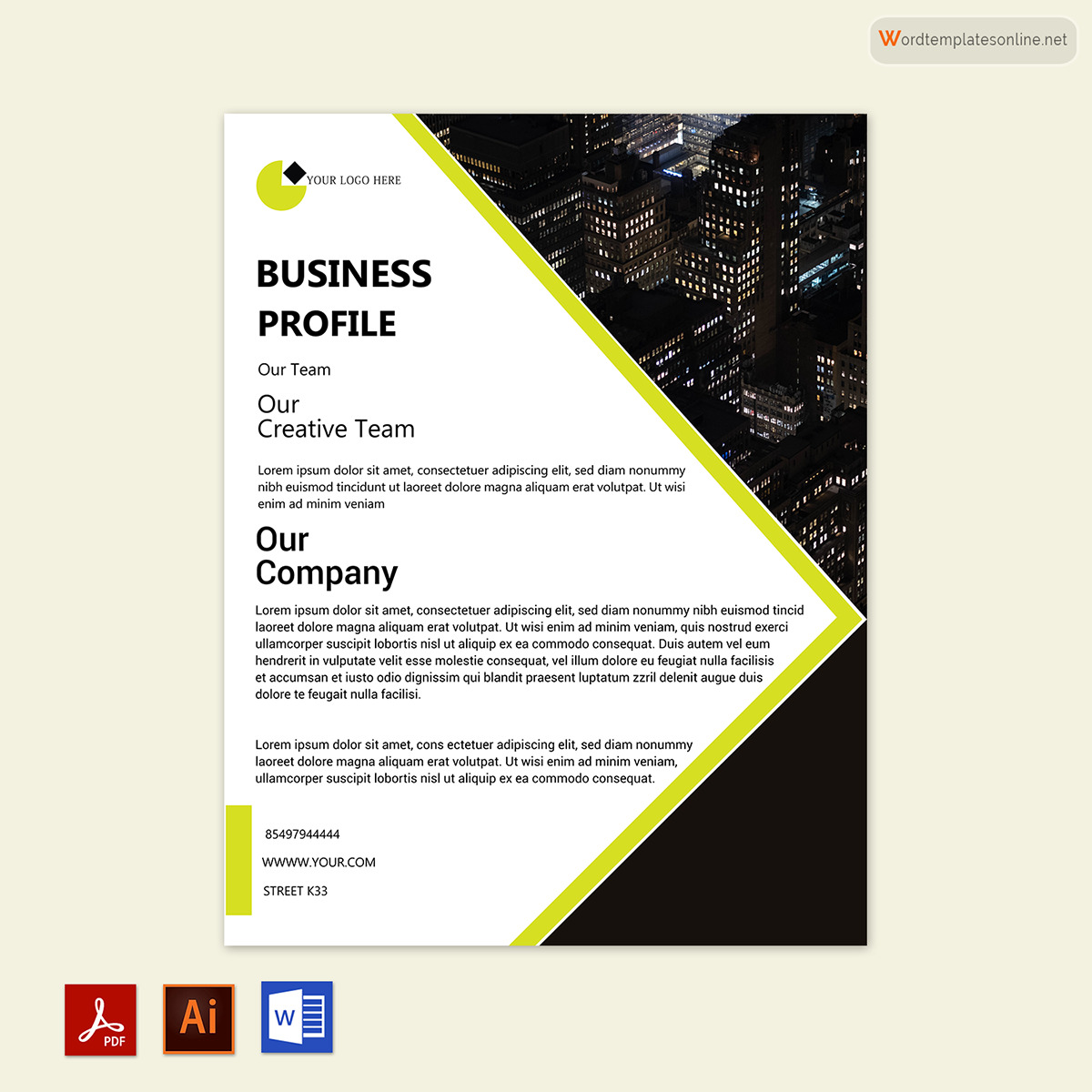 Great Professional Company Business Profile Template 20 for Word, PDF, Adobe Illustrator Format